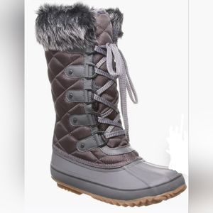 BearPaw Boots with McKinley Gray FOG Faux Fur & Genuine Sheepskin - Size 10